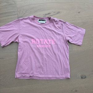 Rotate Sunday Graphic Boxy Pink Tee